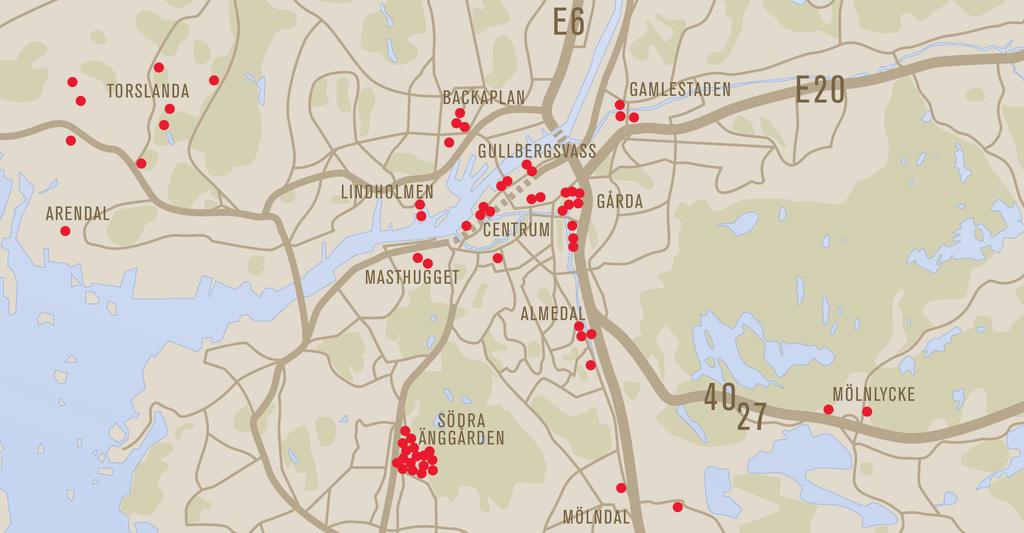 Uthyrningsbar Projektfastighet Område Adress Byggår Markareal yta, kvm Gårda 2:12 Gårda Venusgatan 2-6 3 600 - Högsbo 2:2 * Högsbo Gruvgatan 1 4 400 - Högsbo 3:5 * Högsbo Fältspatsgatan 14 11 300 -