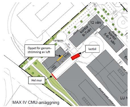 - Avstånd till påfyllningsanslutningen till dieselcisternen ska vara minst 9 meter (prickmark mellan byggrätter) - Avstånd till ev påfyllningsanslutning för hämtning av lösningsmedelsrester ska vara