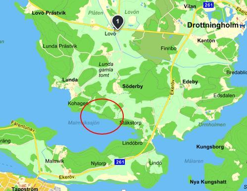 5 Malmviken Den planerade hamnen Malmviken ligger på den södra sidan av Lovö i
