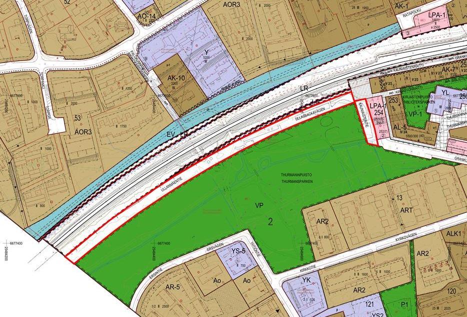 1. PLANOMRÅDE OCH UTGÅNGSLÄGE 1.1. Planområde Planområdet omfattar Ullasbackavägens och Grankullavägens outbyggda gatuområdesreserveringar i Thurmansparkens område. Områdets areal är ca 0,76 ha.