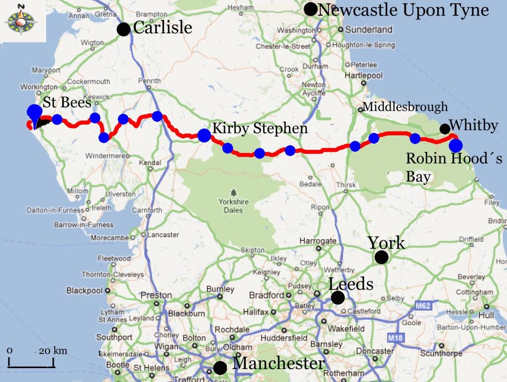 Wainwright s Coast to Coast, St Bees Robin Hood s Bay, 17 nätter 10(10) Wainwright s Coast to Coast Wainwright s kust till kust-led är enligt manga en av världens bästa vandringsleder.