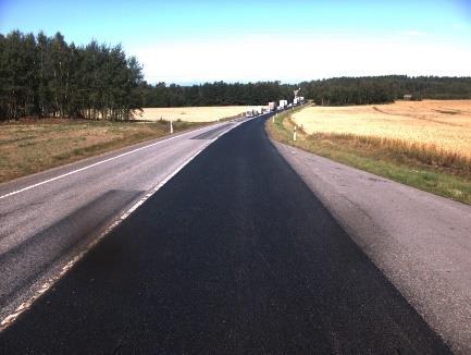 Figur 16. Rv50 Medevi. Fyra mättillfällen i olika skeden, från innan trafikpåsläpp till färdiga vägmarkeringar.