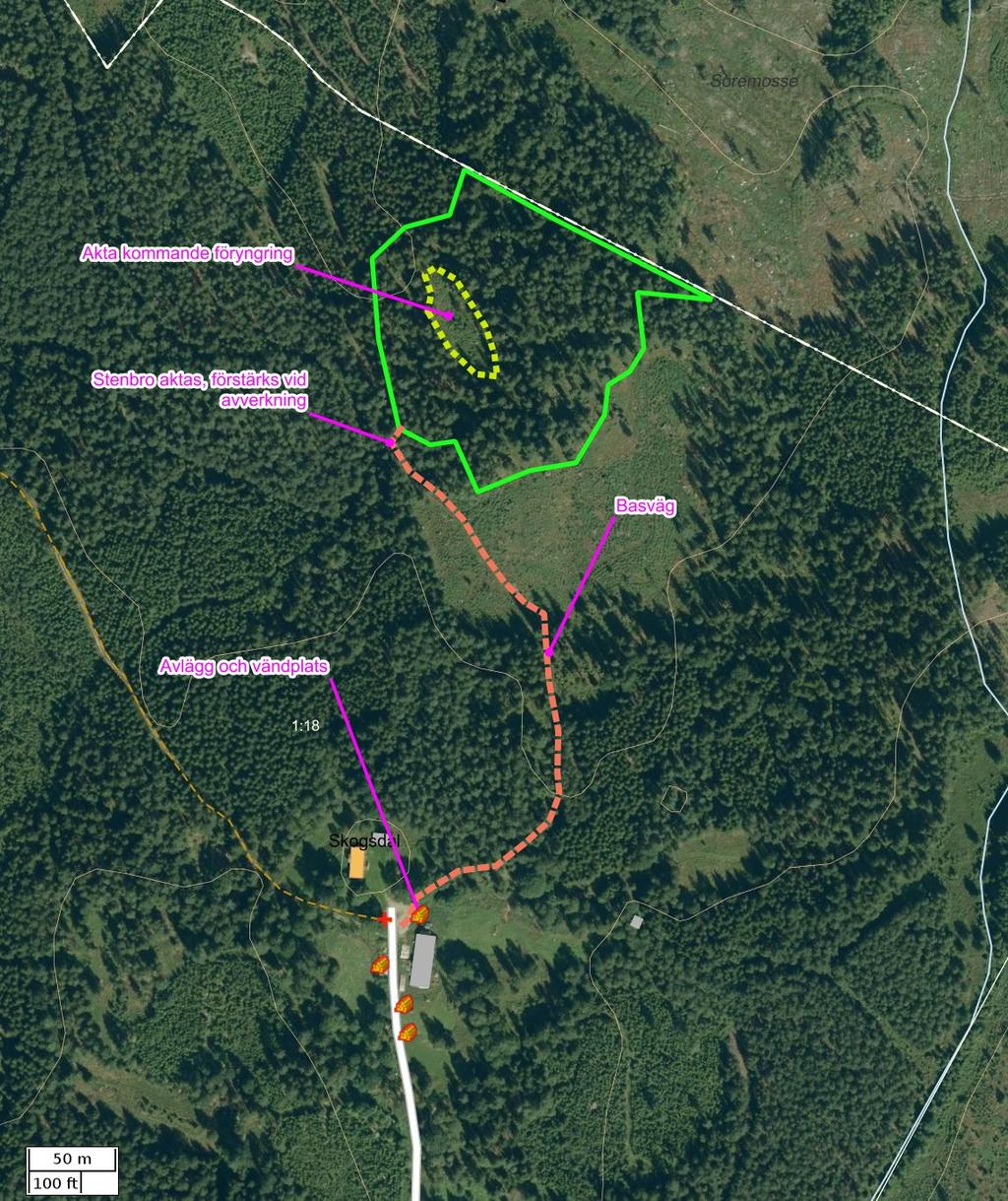 Traktdirektiv 17-06-15 15:35 Nydala 1:18 Hushållningssällskapet Skog Detaljkarta Skala: ~1:3000