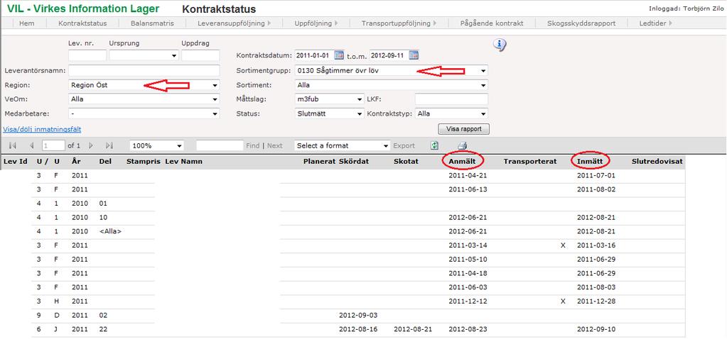 Figur 4. Utdrag från programmet VIL.