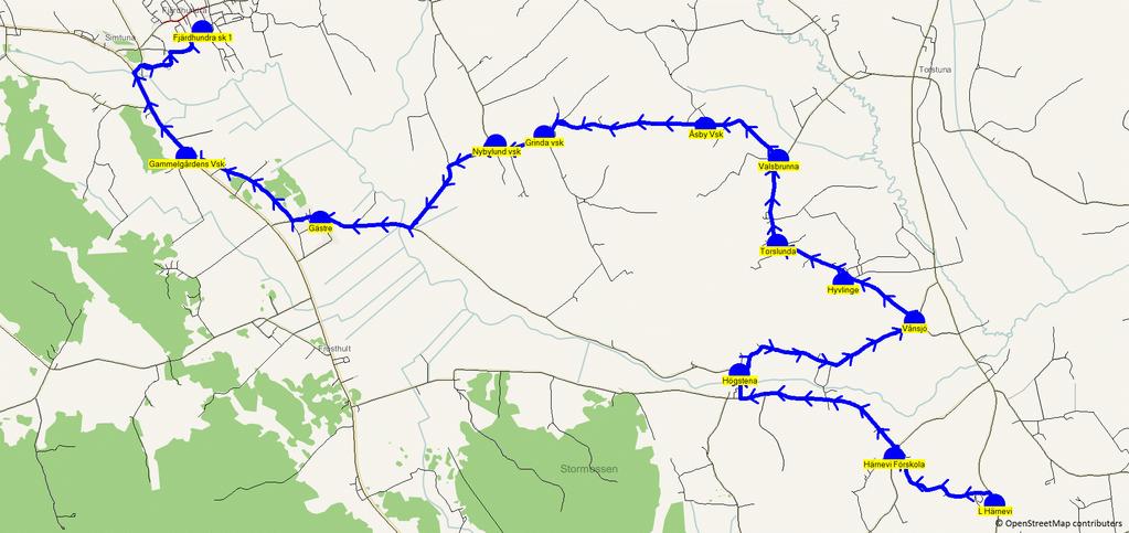 2018-10-30 14:19:29 Karta för Tur 6510 M - F 6510 7.16 7.56 BUSS 65 - L Härnevi - Härnevi Förskola - Högstena 7.