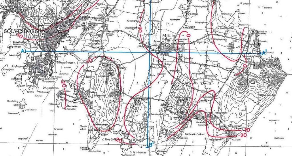 1 BERGGRUND Urberget i den södra och östra delen av Listerlandet utgörs av Karlshamnsgranit medan det förekommer metavulkaniska bergarter i de norra och västra delarna.