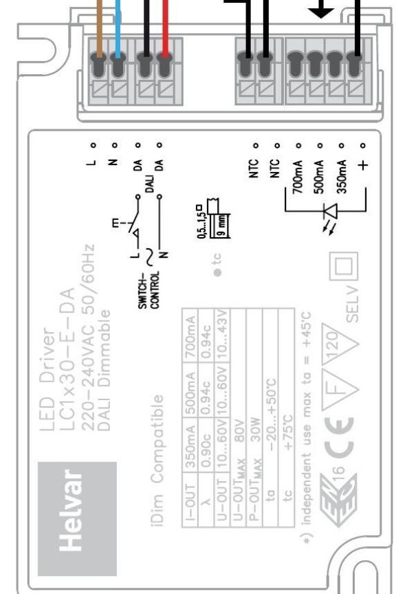 HEVAR Installationsanvisning Helvar ED-driftdon / Installation instruction Helvar ED-drivers Kondensator/ Capacitor 1 µf N Kondensator med nätspänningsratio (275VAC) Capacitor with mains ratings