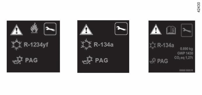 LUFTKONDITIONERING: information och instruktionsböcker (2/2) A A A Ñ Typ Typ Lättantändlig Läs Service av kylmedium av olja i luftkonditioneringskretsen produkt instruktionsboken och skötsel x,xxx kg