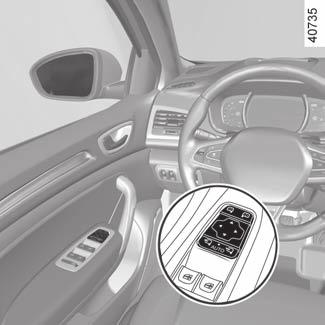 Innerbackspegel Backspegel med spak 4 För att undvika att bli bländad av strålkastarljuset från bakomliggande fordon vid mörkerkörning, kan du justera spaken 4 som sitter på backspegelns baksida.