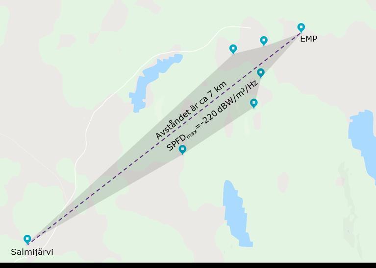 15(35) Figur 1 Inom det markerade området som definieras av en rät linje mellan telemetrimottagarna på positionerna; 67 52'19,0"N 21 01'51,0"E, 67 52'46,0"N 21 03'41,0"E, 67 53'03,7"N 21 03'51,7"E,