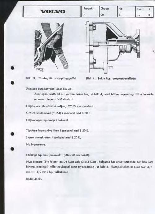 " VOLVO Bild 3. Tötning för urkopplingsgaffel Ändrade automotvl:lxelllx:lor BW 35. Bild 4.