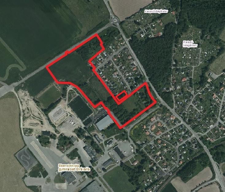 Planområdet avgränsas av Prästhumpsvägen i norr, Finspångsvägen i öst och Hangargatan i söder.