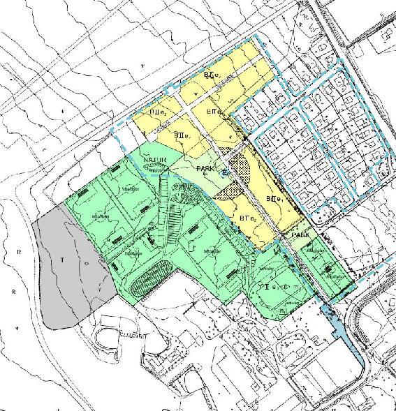 Ungefärlig avgränsning av ny detaljplan under samrådsskedet med blå streckad