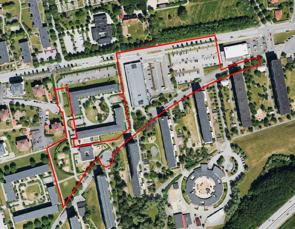 Planbeskrivning etaljplan för Arlöv 6:23 o del av 6:2 m fl, kv Ugglan P 252 Planområdet markerat med röd linje, för exakt avgränsning hänvisas till plankartan.