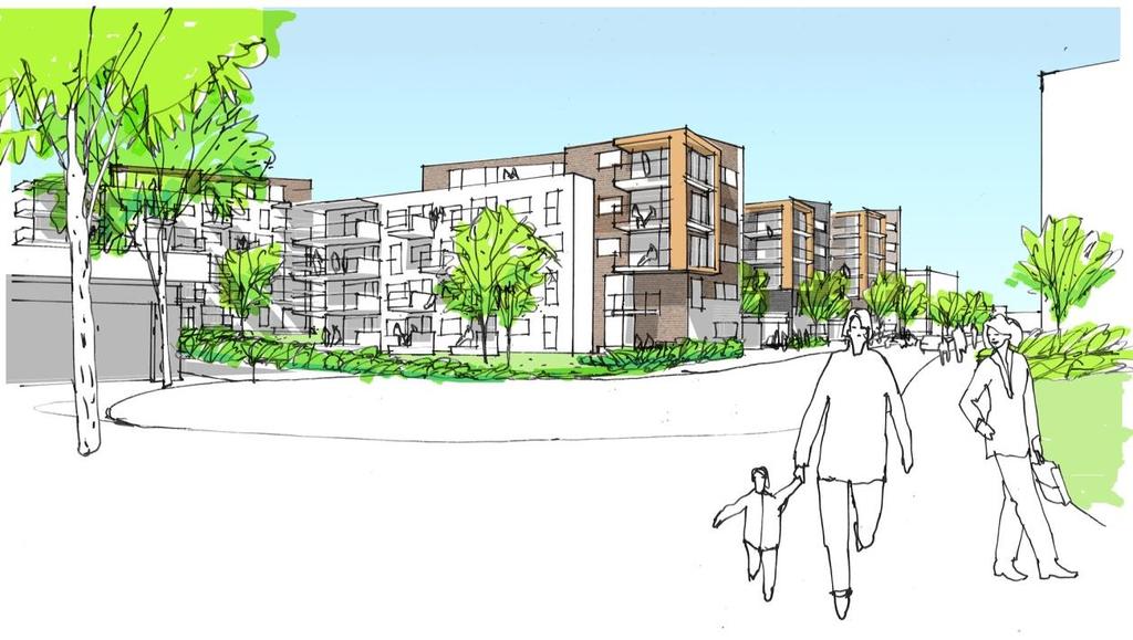 Planbeskrivning etaljplan för Arlöv 6:23 o del av 6:2 m fl, kv Ugglan P 252 Perspektiv mot öster från Elisetorpsvägen, Jais arkitekter.