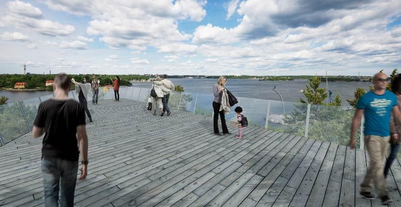 Planbeskrivning Norra Nacka strand 35 (71) nivåskillnader att tas upp av gradänger som då erbjuder sittmöjligheter i ett vattennära läge med kvällssol.