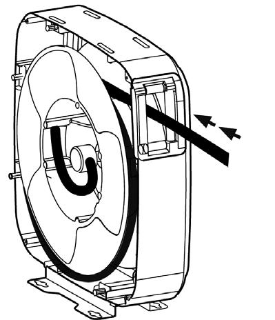 Release the hose from the disk by removing the clamp (Fig. 8b). 4. Pass the new hose through the hose outlet and connect it to the hose reel.