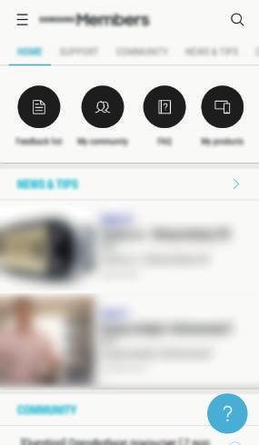 Appar Samsung Members Samsung Members erbjuder kunder supporttjänster som diagnos av enhetsproblem, och användare kan skicka in frågor och felrapporter.