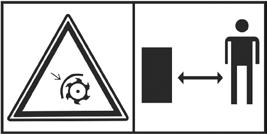 Als de motor loopt, handen en voeten buiten bereik van het maaimes houden. LET OP! - De messen bewegen nog enkele seconden nadat de motor is uitgeschakeld. 3. LET OP! - Laat tijdens het werk niemand in de buur t komen.