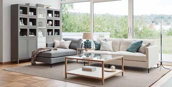 EDGE Möbelserie som karaktäriseras av den genomgående diagonala skärningen av möblernas hörn samt den lätt fasade framkanten som skapar ett elegant och inarbetat intryck.