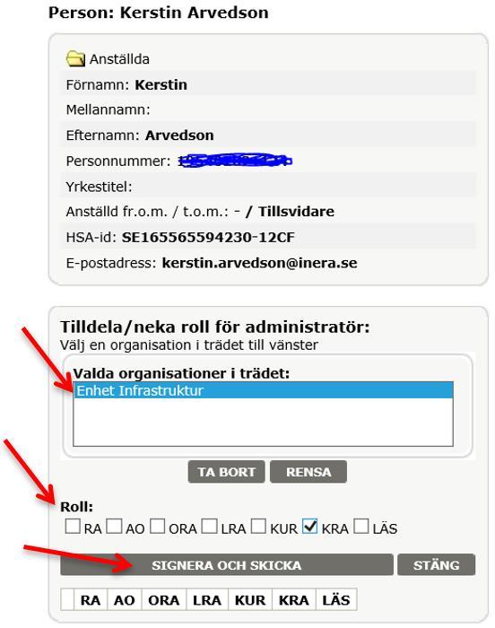 Tips: Det går även att tilldela roll utifrån organisation 14.