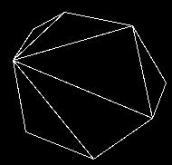 Figur 28. En polygon med 8 hörn (h), 13 kanter (k) och 6 sidor (s) följer Eulerkaraktäristiken för en godtycklig polygon. Här är h k + s = 8 13 + 6 = 1.