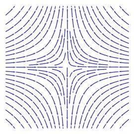 Figur 31. Exempel på vektorfält av karaktären sadel. Vektorfält kan förekomma i en mängd olika formationer.