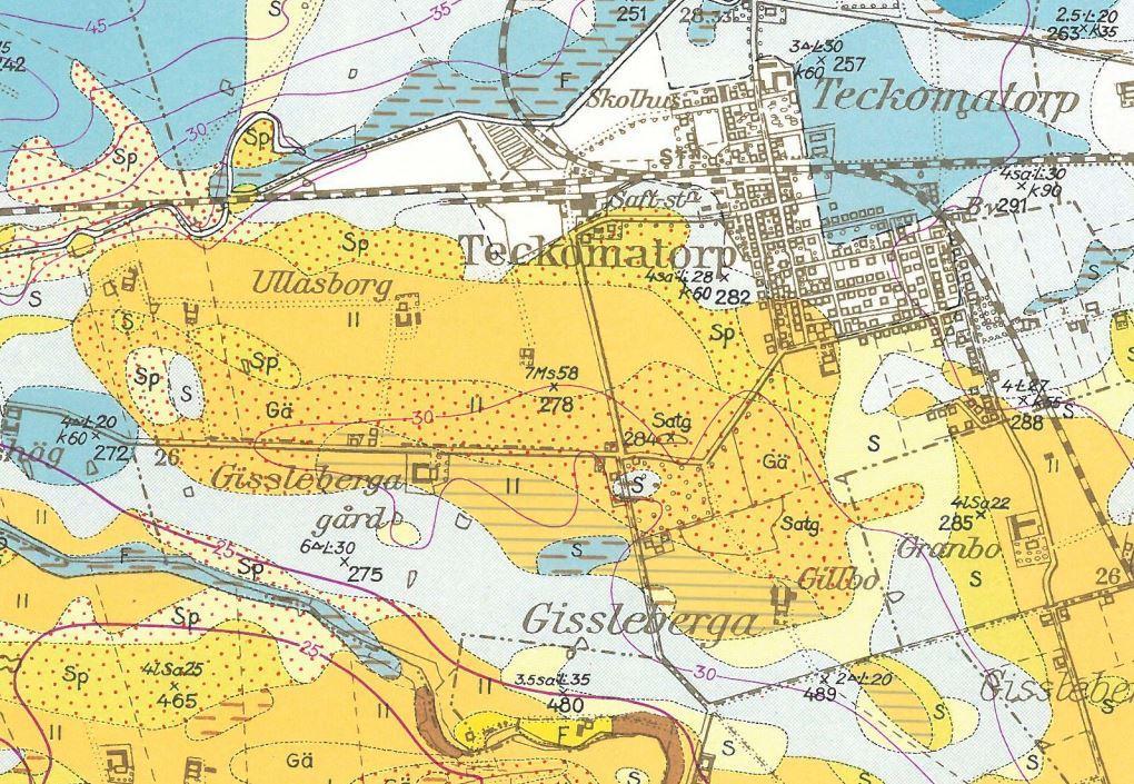 Isjösediment, mellansand BT Kemi-området Isjösediment, lerig mellansand Glacifluvial, grusig sand Figur 4. Agrogeologisk karta från 1950-talet (Ekström G och Mohrén E, 1966). 2.
