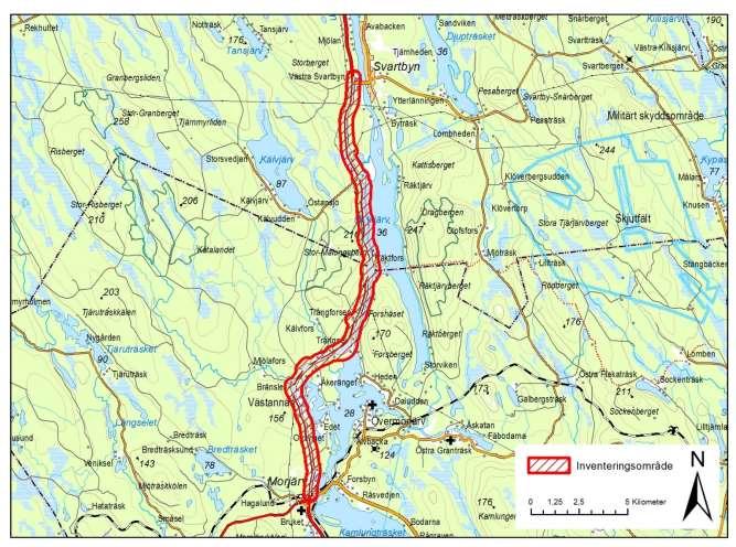 Lokalisering och avgränsning Sträckan Morjärv V. Svartbyn är ca 23 km lång.