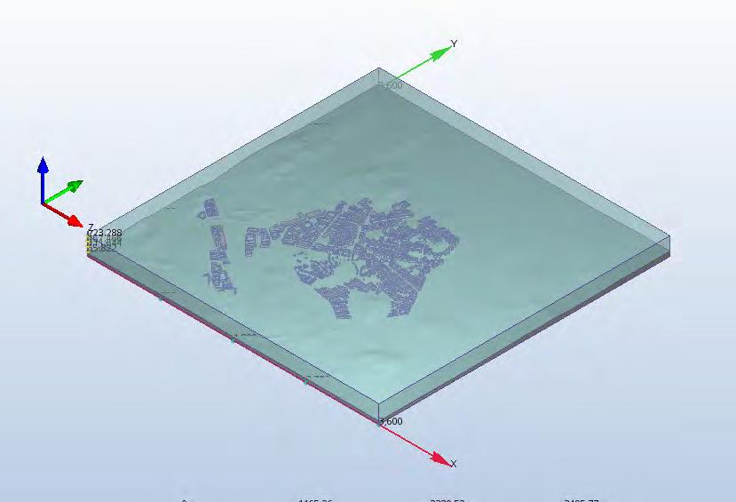 Figur 2 visar den importerade modellen med mark och luftvolym, redo att simuleras i Autodesk CFD.