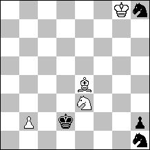 Aleksandr Sarychev and Kirill Sarychev 1929 1.Ne3+ Kh4! 2.Nf1 Kh3 3.Be6+ [3.Nxh2! cook AC 3...Kxh2 4.b4 Kg3 5.Kf7 Kf4 6.Ke6 Ke4 7.Kd6 Kd4 8.Be6 Be4 9.b5 Bf3 10.b6] 3...Kg2 4.Bd5+ Kxf1 5.Bxh1 Kg1! 6.Bc6!