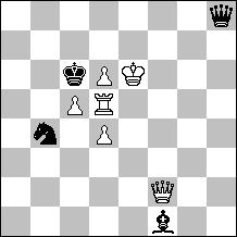 Aleksandr Sarychev and Kirill Sarychev 1929 (Correction Marco Campioli (Italy) and Mario Garcia (Argentina) 1.c4+ Kxc4 2.Qc1+ Kb5 3.Qxf1+ [3.c6+? Bxf5 4.Qc5+ Ka4 5.Qxf5 Ne3 6.Qxf3 Ned5-+] 3... Kc6 4.