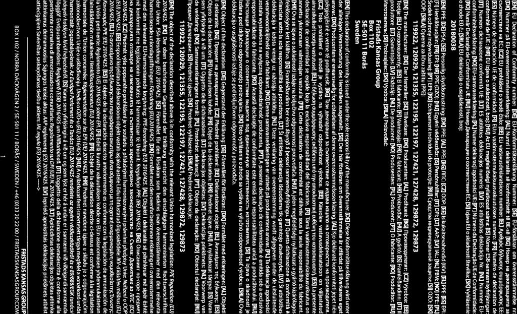 LENJ EU Declaration of Conformity number: [DE] EIJ-Konformitätserklärung Nummer: [SE] EU-försäkran om överensstämmelse nr: [DK] Nummer på EU-overensstemmelseserklring: [Al] Numri 1 deklaratés sé