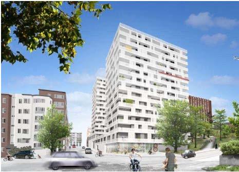 SID 4 (7) gatan och solljus till parken bakom. Hushöjden ansluter till Stadshagens befintliga högre nyuppförda bostadsbebyggelse på andra sidan Kellgrensgatan på Lindhagensterrassen.