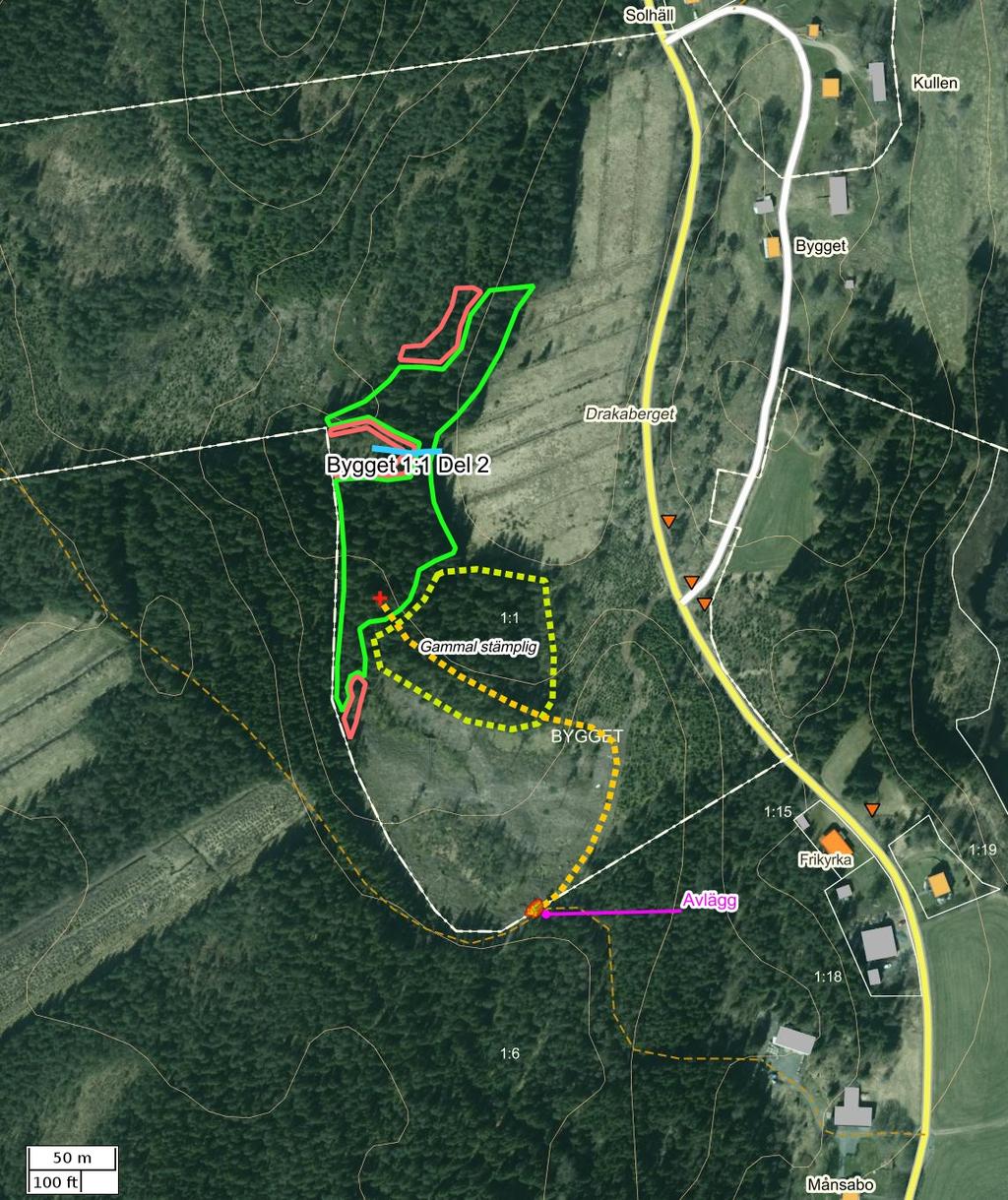 Traktdirektiv 2017-12-05 21:31 Bygget 1:1 Del 2 Hushållningssällskapet Skog Detaljkarta Skala: ~1:3000