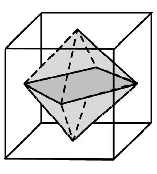 Använd ckså prblem 22 från Student 2006 när ni diskuterar lösningar. Student 11 Figuren visar en ktaeder inskriven i en kub med sidlängd 1.