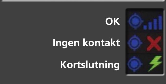 Två staplar eller fler anger god GPS-signal. Kontrollera annars GPS-antennen.