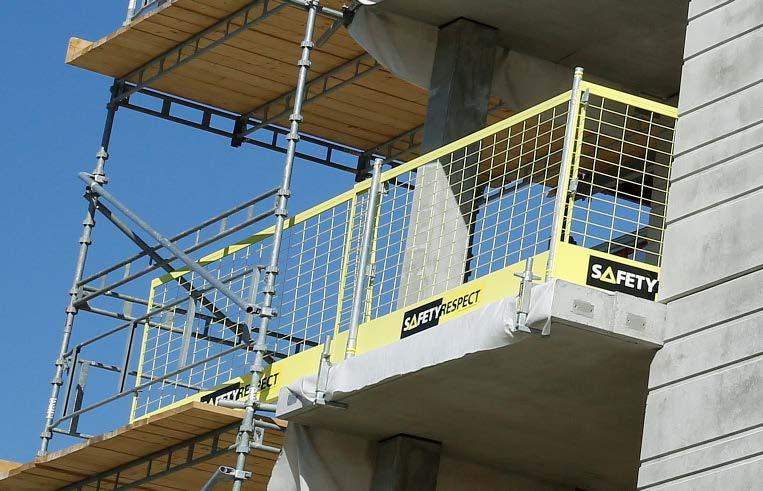 Vertikalfäste Balkongfäste Stolpe 1,3 m Räckesnät 1,3, 1,95, 2,6 BALKONGFÄSTE För att skapa en säkrare arbetsplats kan fallskydd monteras före lyft av prefabricerade balkonger.