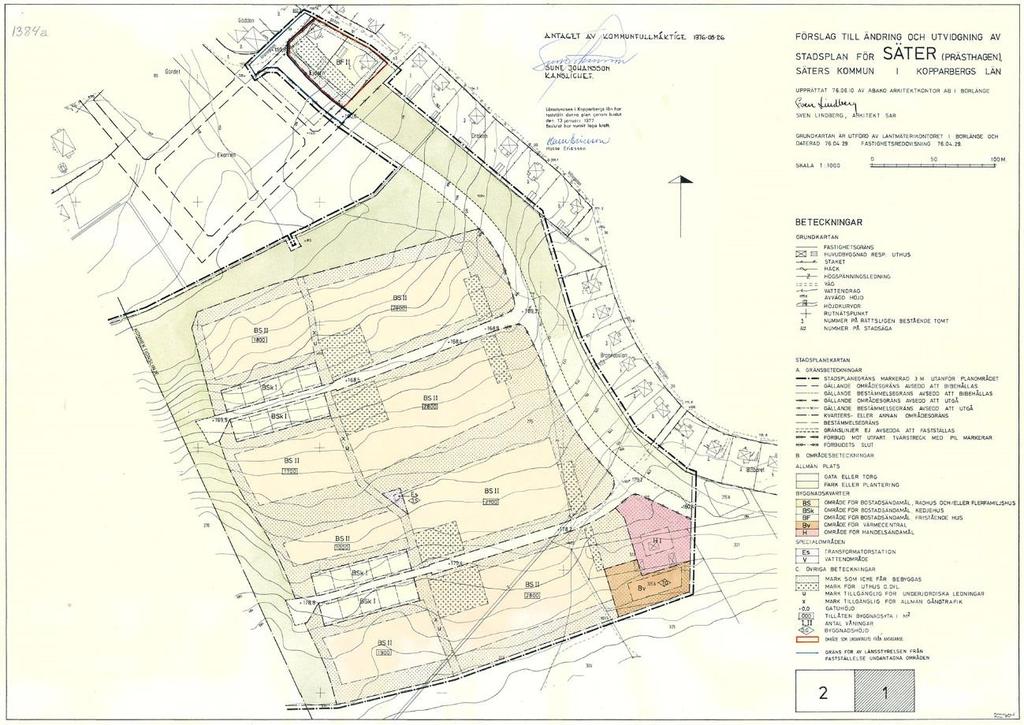 memo01.docx 2012-03-28 Gällande detaljplan för Prästhagen som vann laga kraft 1977 och bebyggdes åren därefter.