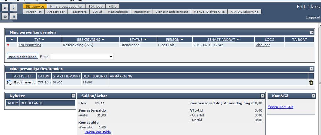 planerat arbetspass. Klicka på rutan: Lägg in begäran om mertid.