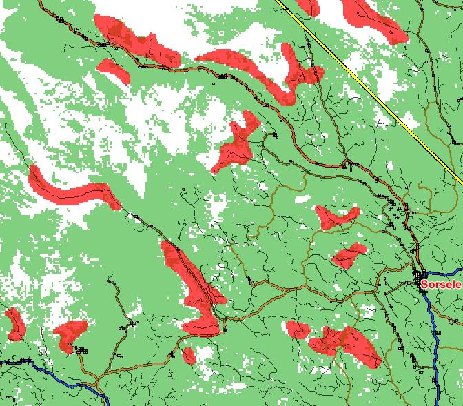 Vita ytor utan vägar eller befolkning