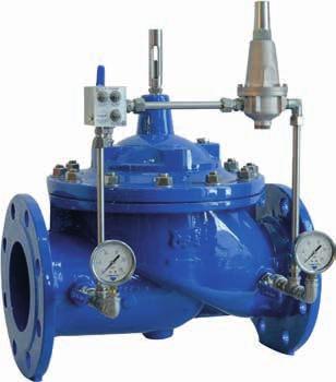 Beskrivning Vattenhydrauliskt styrd ventil för vattendistribution. Tryck, flöde och nivåer m.m. styrs helt utan el. Kontrollenhet GR.I.F.O.