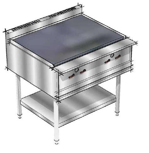 GRIDDLE TABLE S/S GAS CHARCOAL