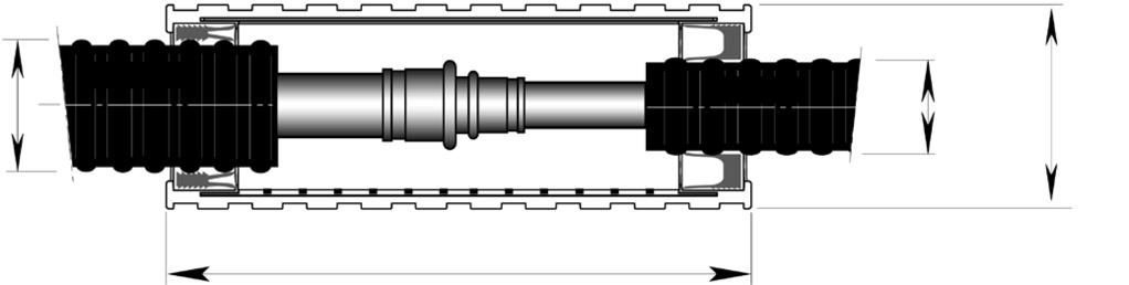 MAXITHERM Stor I-muff Dimension Ø 76-182 mm PEX 1 4 3 2 5 6 d1 d2 265 752 Figur i mm Stor I-muff, Enkel-/Dubbelrör Yttermantel Ø d2 Ø d1 76 91 111 126 142 162 182 76 x x x x x x x 91 x x x x x x x