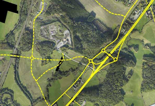 sträckning. Det medför, som fi gur 3.6:2 visar, att det nya vägområdet blir 10 15 meter bredare än vad det är idag.