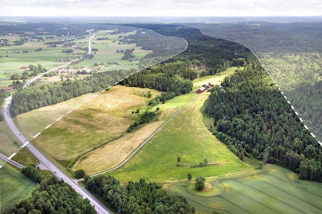 Lokalvägssystem På hela sträckan kommer en lokalväg att fi nnas för att samla upp lokaltrafi ken mot trafi kplatserna. Lokalvägen dimensioneras för hastigheten 70 km/h.
