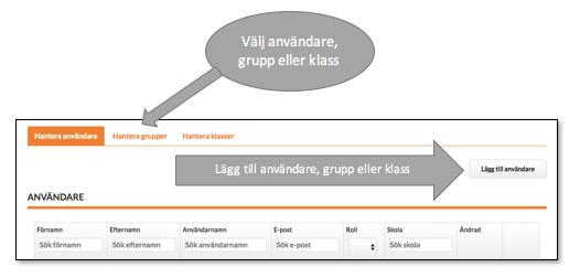 skolans/kommunens WeLib. Klientadmin kan också skapa klasser, grupper och undergrupper. Med detta konto kan administratör byta lösenord åt elever som behöver hjälp med det.