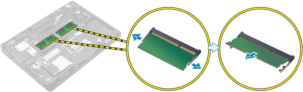Installera PCIe SSD-kortet (tillval) 1. Sätt i SSD-spännet i öppningen på datorn. 2. Dra åt skruven som håller fast SSD-spännet i datorn. 3.
