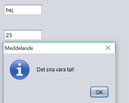 Vet vi inte vilken typ av exception vi behöver fånga kan vi försöka provocera fram felet, vilket i detta fall betyder att vi skriver in ett felaktigt värde det vill säga