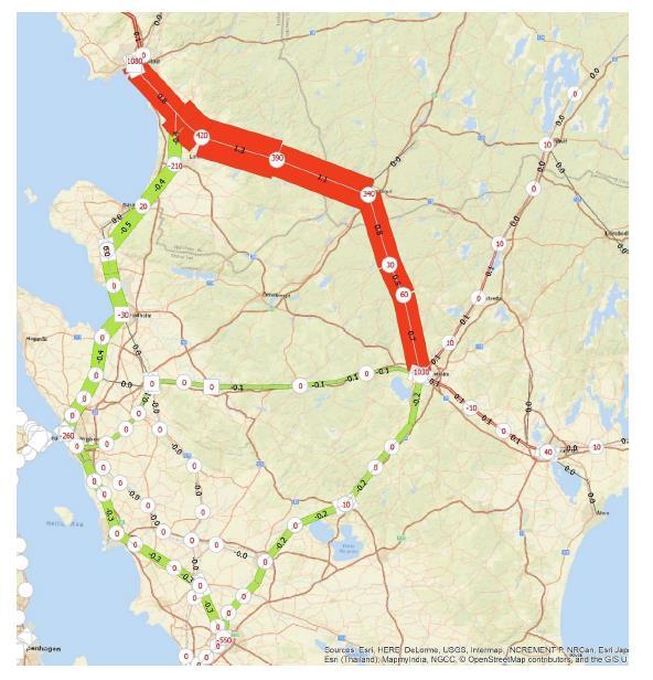 79 (122) 6.3 Resandeprognoser med ny trafik på Markarydsbanan i enlighet med trafikutredningsalternativ med timmestrafik (alt 1c och 1 d).